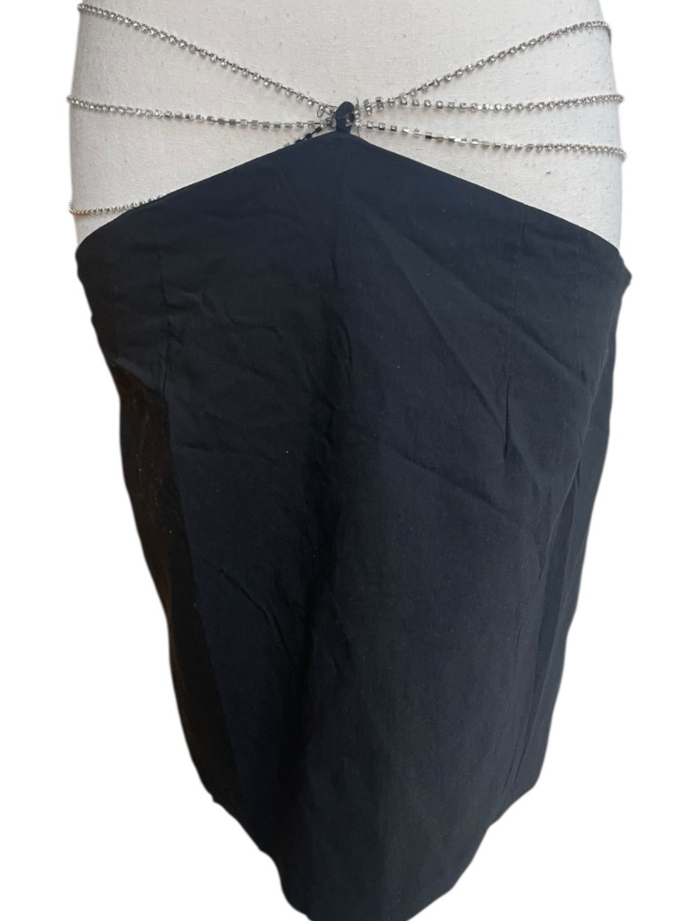 Zara Shiny Waist Chain Mini Skirt Black